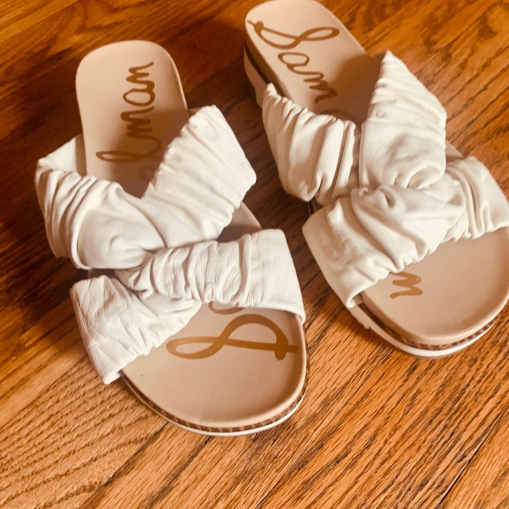 Sam Edelman White Knotted Slide Sandals